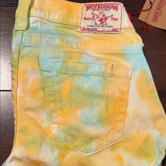 True Religion Multicolor Tie-Dye Women's Cropped Jeans - Picture 3 of 3